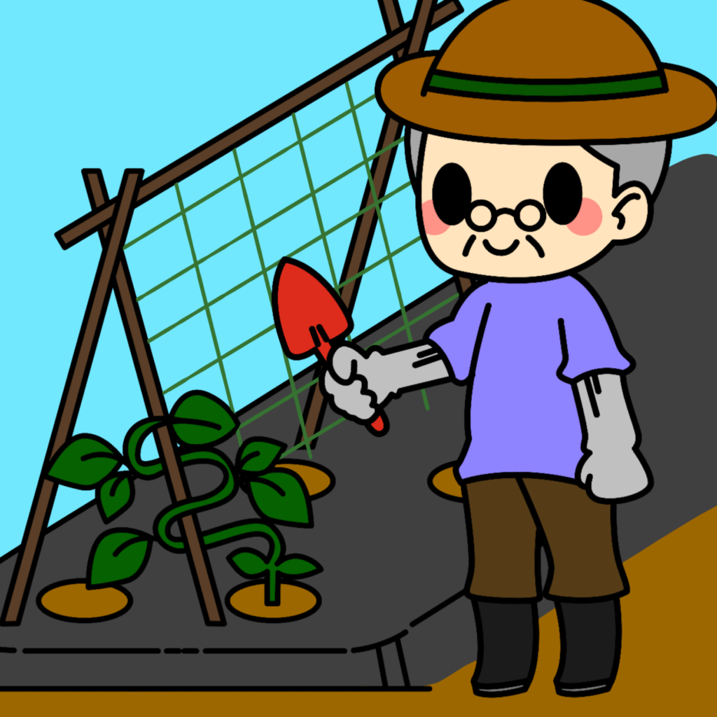 きゅうり棚、ネット設置